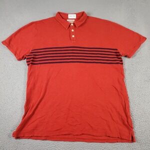 Lucky Brand Mens XL Red Pacific Polo Shirt Short Sleeve Striped Cotton 042759
